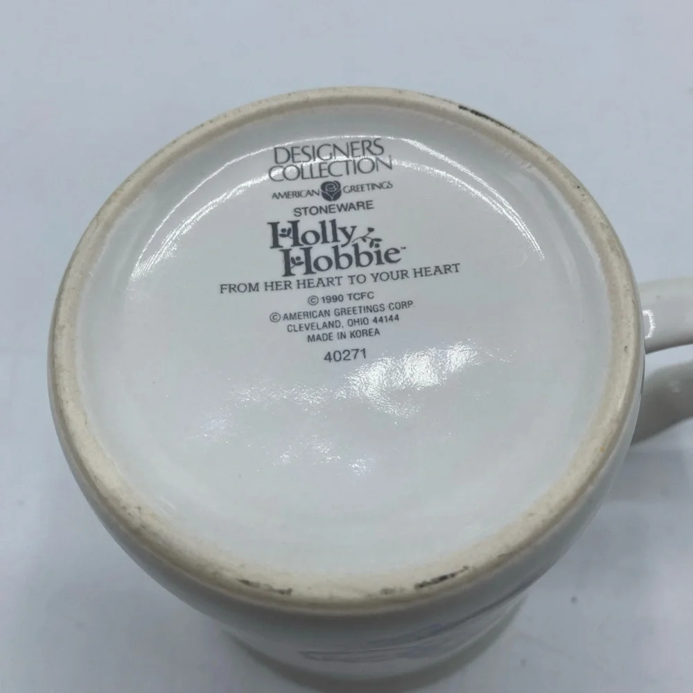 Holly Hobbie Stoneware Coffee Mug Heart Handle American Greetings 1990 Vintage - Picture 6 of 6